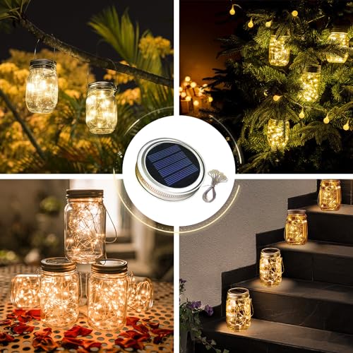 Dracarys 3 Pack Mason Jar Solar Lights Lids, Solar Fairy LED Lights (NO Jars&Hanger), Festival Garden Shed Windows Party Decor Lanterns String Outdoor - Image 5