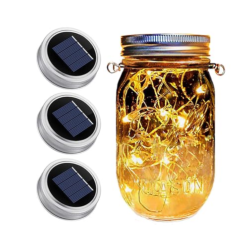 Dracarys 3 Pack Mason Jar Solar Lights Lids, Solar Fairy LED Lights (NO Jars&Hanger), Festival Garden Shed Windows Party Decor Lanterns String Outdoor - Image 1