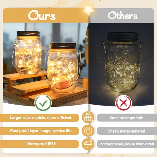 Dracarys 3 Pack Mason Jar Solar Lights Lids, Solar Fairy LED Lights (NO Jars&Hanger), Festival Garden Shed Windows Party Decor Lanterns String Outdoor - Image 3
