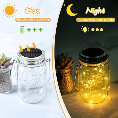 Dracarys 3 Pack Mason Jar Solar Lights Lids, Solar Fairy LED Lights (NO Jars&Hanger), Festival Garden Shed Windows Party Decor Lanterns String Outdoor - Image 2