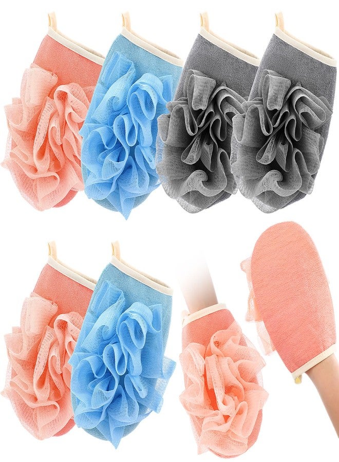 Gilprop 6 Pcs Bath Shower Pouf Sponge Mesh Pouf Exfoliating Shower Ball Puff Loofah Bath Sponge Hand Elastic Body Brush Strap 2 in 1 Mitt Glove for Face and Body That Gets You Clean - Image 1