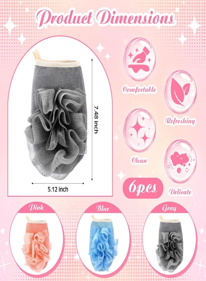 Gilprop 6 Pcs Bath Shower Pouf Sponge Mesh Pouf Exfoliating Shower Ball Puff Loofah Bath Sponge Hand Elastic Body Brush Strap 2 in 1 Mitt Glove for Face and Body That Gets You Clean - Image 2