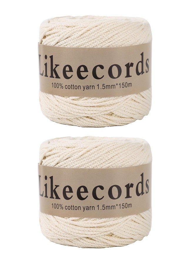 Likeecords 100% Cotton Macrame Cord 1.5mm x 330 Yards (300m)1.5m Macrame Yarn Crochet Macrame Bag Cord Crafts for Bags and Knitting Home Decorations(Beige) - Image 1