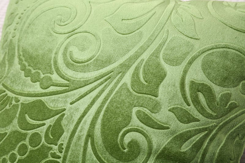 TangDepot Heavy Velvet Embossing Throw Pillow Cover, Classis Floral Anaglyph Velvet Fabric, Lumbar Pillow Cover, Indoor/Outdoor Pillowcase - (12" x 24", C18 Apple Green) - Image 3