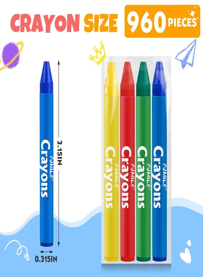 FUMILE 240 Sets of 4 Colors Bulk Crayons (960 Count), Crayons Bulk Individual Packs, Non-Toxic Mini Crayon Packs for Kids Party Favors, Restaurants, School Supplies, Travel and More Events - Image 2