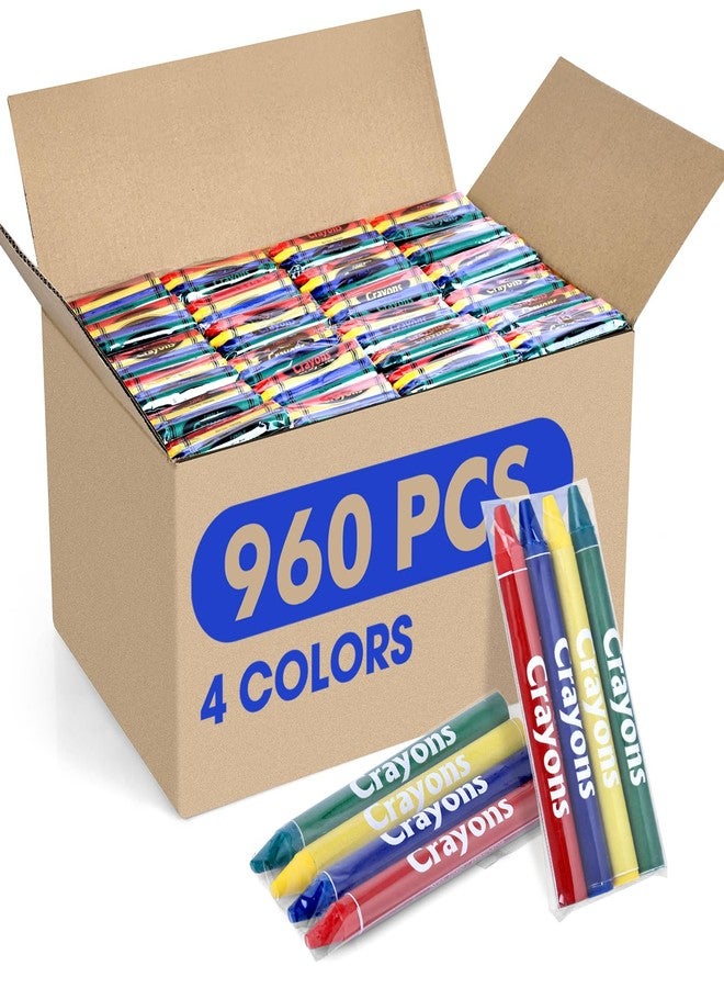 FUMILE 240 Sets of 4 Colors Bulk Crayons (960 Count), Crayons Bulk Individual Packs, Non-Toxic Mini Crayon Packs for Kids Party Favors, Restaurants, School Supplies, Travel and More Events - Image 1