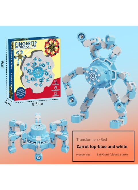 Transforming Mechanical Gyro Fidget Spinner Toy[English color box]-turnip gyro-blue and white [English color box]-turnip gyro-blue and white