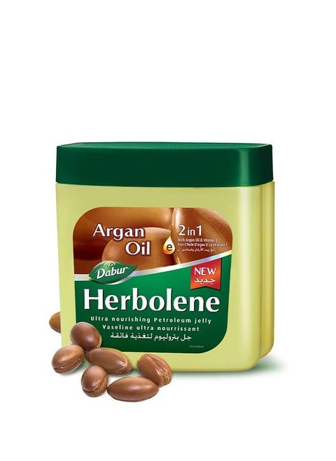 Dabur Herbolene Argan Oil Petroleum Jelly | Enriched with Argan and Vitamin E | Helps in Glowing Skin - 225 ml