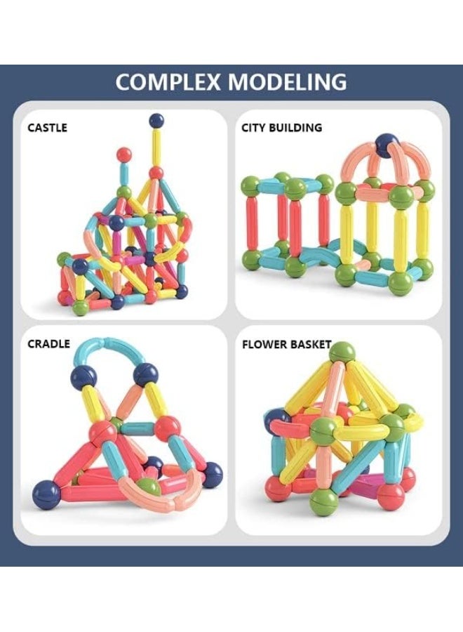 Guiding Growth Magnetic Balls and Rods Set Building Sticks Blocks Vibrant Colors Children Educational Stacking STEM Magnet Toys for Kids Age 342 PCS - Image 1