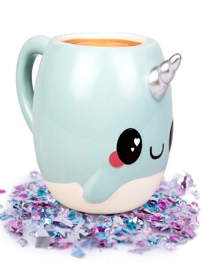 Seven20 Glitter Galaxy Cute Large Narwhal 18oz Coffee Mug - Make Morning's Magical - Funny Blue with Silver Unicorn Horn - Gift for Girls, Kids, Teens, Adults, Women - Officially Licensed - Image 1