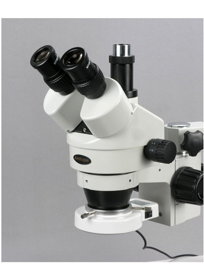 AmScope AmScope SM3TZZ54S Professional Trinocular Stereo Zoom Microscope WH10x and WH20x Eyepieces 35X180X Magnification 07X45X Zoom Objective 54Bulb LED Light SingleArm Boom Stand 110V240V Includes 05X and 20X Barlow Lenses  - Image 5