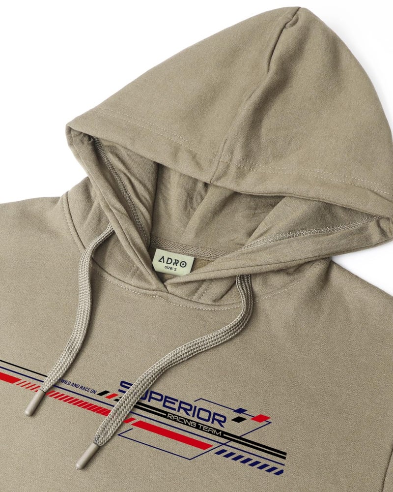 ADRO Men's Cotton Blend Neck Hooded Sweatshirt (H24-RAC-BE_Beige - Image 5