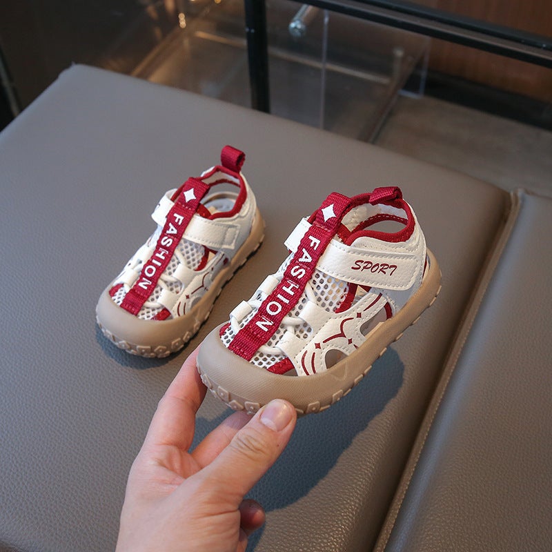 Children'S Breathable Mesh Sports Sandals Girls' Frame Shoes Kick-Proof Baotou Tracing Shoes - Image 1
