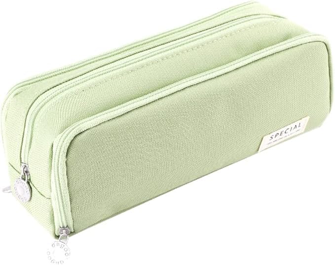 LABUK Large Capacity Pencil Case Pouch, Cute Aesthetic Big Capacity Zipper Cases Pen Portable Office Stationery Makeup Bag, Desk Organizer for College Adults Women Men (Specail- Green Pista/1) - Image 1