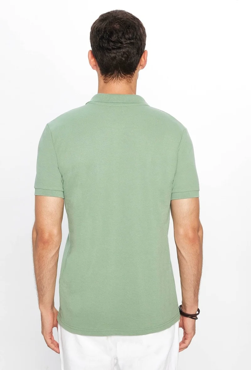 Tudors Men's Slim Fit Narrow Cut Cotton Soft Textured Cool Keeping Fabric Plain Pique Polo Collar T-Shirt