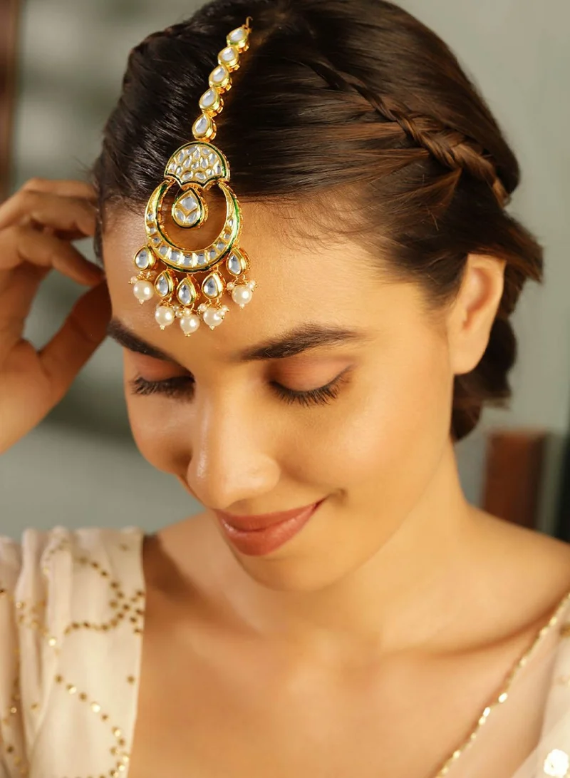 Priyaasi Kundan Studded Maang Tikka Head Jewellery