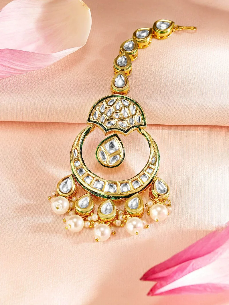 Priyaasi Kundan Studded Maang Tikka Head Jewellery