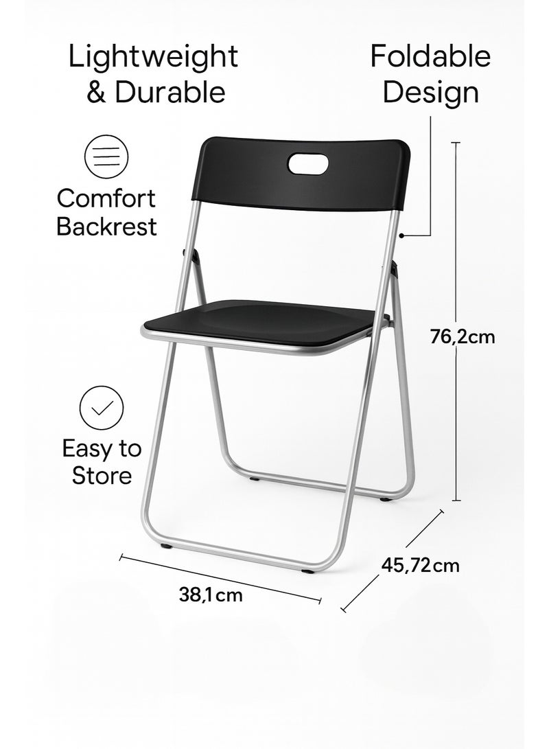 Bright Home Folding Chair 1 PCS | Metal Frame Folding Chair for Home, Office, Dining, Garden, Event & Outdoor Use | Portable, Lightweight, Durable, Easy Storage - Image 3
