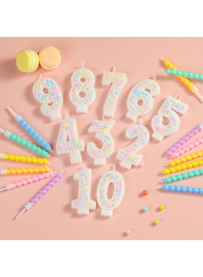 PHD CAKE Number 6 Birthday Candle Macaron Glitter Number Candle with Rainbow Spiral Candles in Holders for Cake Topper, Pastel Sweet Theme Party Decoration - Image 4