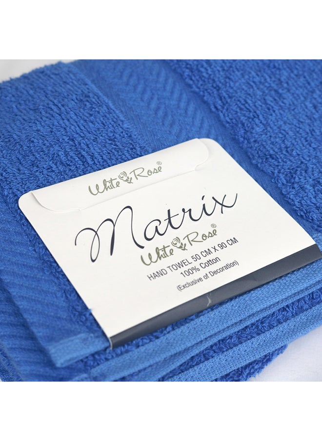 White Rose 10 Pcs MATRIX Dyed Towel set 500 GSM 100% Cotton Terry Zic Zac Border 2 Bath Towel (70x140) cm, 2 Hand Towel (50x90) cm, & 6 Face Towel (33x33) cm Soft Feel Highly Absorbent Dark Blue Color  - Image 2