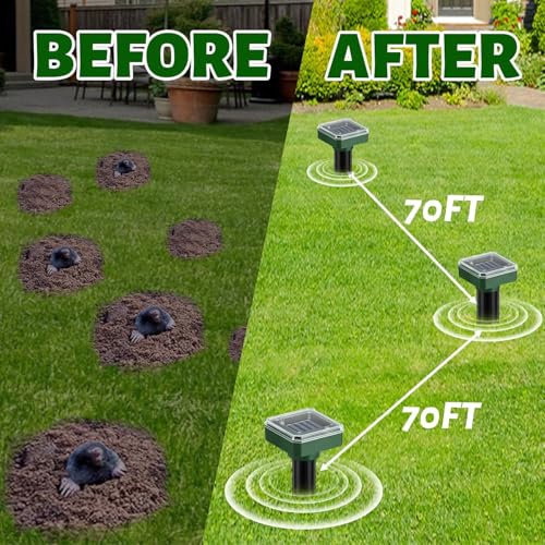 Clefairy Solar Powered Rodent Repellent 2 Pcs Ultrasonic Rodent Repeller Sonic Anti-Rat Device for Outdoor Lawn Garden Yard Get rid of Gophers mice Moles Snakes and Rodents - Image 4