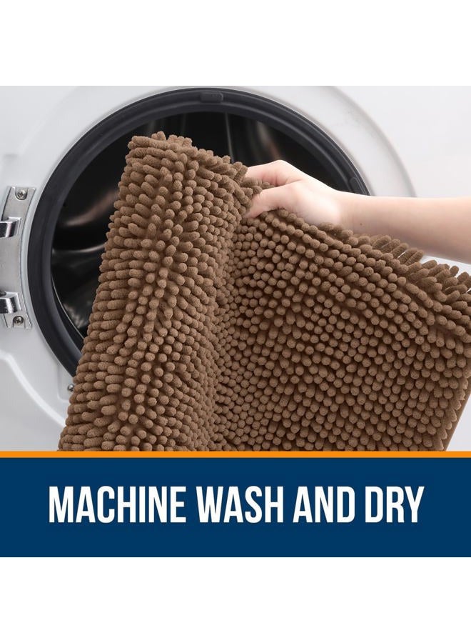 OLANLY Bathroom Rugs 36x24, Extra Soft Absorbent Chenille Bath Rugs, Rubber Backing Quick Dry, Machine Washable Bath Mats for Bathroom Floor, Tub and Shower, Home Decor Accessories, Mocha - Image 5