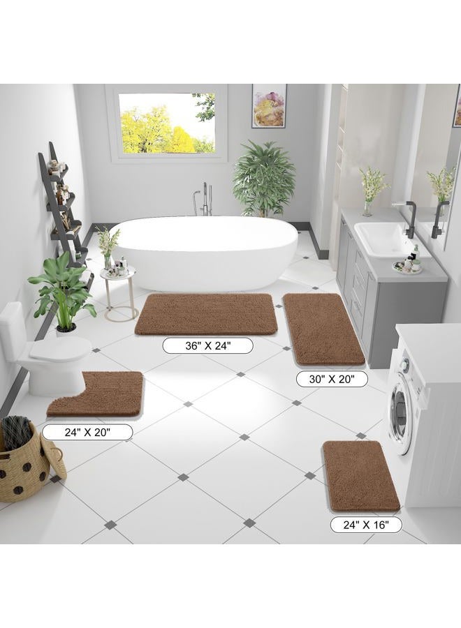 OLANLY Bathroom Rugs 36x24, Extra Soft Absorbent Chenille Bath Rugs, Rubber Backing Quick Dry, Machine Washable Bath Mats for Bathroom Floor, Tub and Shower, Home Decor Accessories, Mocha - Image 2