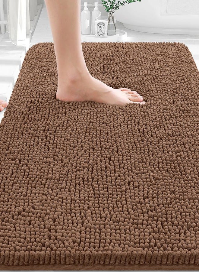 OLANLY Bathroom Rugs 36x24, Extra Soft Absorbent Chenille Bath Rugs, Rubber Backing Quick Dry, Machine Washable Bath Mats for Bathroom Floor, Tub and Shower, Home Decor Accessories, Mocha - Image 1