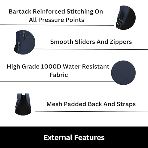 HYDER Apex 35L Unisex Multi-functional Laptop Bag/Backpack for Men and Women - Perfect Bags for College, School, and Business Travel with Padded Sleeve For Laptops Protection (Blue) - Image 5