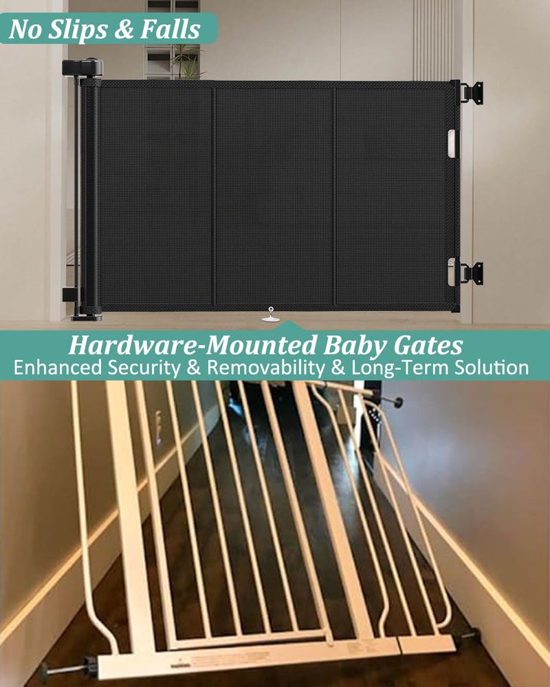 Miumoon 71 inch Retractable Baby Gates 34 inch Tall, Retractable Gate with Reinforced Strip Design to Prevent Crawling Through, 6 FT Retractable Dog Gate for Stairs, Doorways, Hallways, Indoor/Outdoor - Image 3