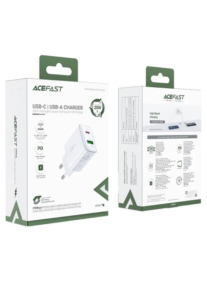 أسيفاست شاحن ACEFAST A25 PD20W (USB-C+USB-A) ثنائي المنفذ - Image 3