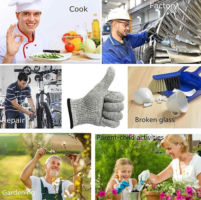 JB Export Anti Cutting Cut Resistant Hand Safety Gloves Cut-Proof Level 5 Protection with Rubber Grade Finishing for Women Kitchen Food Vegitables, Gardening Care, Industrial (Free Size, Grey) - Image 5