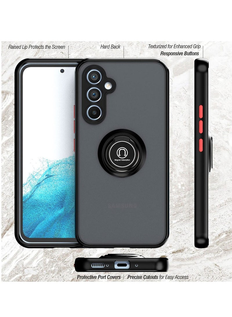بورتوني جراب Galaxy A54 5G حلقة معدنية وحامل قبضة مسند حامل مغناطيسي للسيارة مقاوم للصدمات جراب خلفي صلب غير لامع لهاتف Samsung Galaxy A54 5G - Image 2