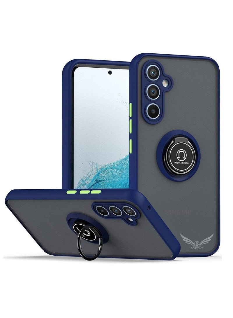 بورتوني جراب Galaxy A54 5G حلقة معدنية وحامل قبضة مسند حامل مغناطيسي للسيارة مقاوم للصدمات جراب خلفي صلب غير لامع لهاتف Samsung Galaxy A54 5G - Image 1