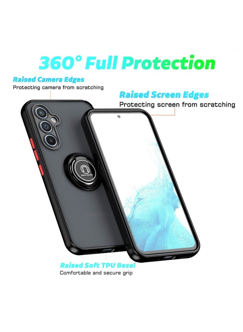 بورتوني جراب Galaxy A54 5G حلقة معدنية وحامل قبضة مسند حامل مغناطيسي للسيارة مقاوم للصدمات جراب خلفي صلب غير لامع لهاتف Samsung Galaxy A54 5G - Image 5