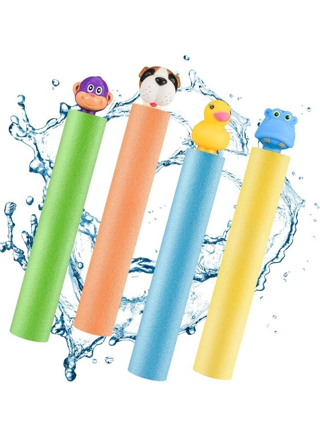 GGEROU Water Blaster for Kids & Adult, 4 Pack Water Cannon Foam Toys Noodles Pump Action Squirt Gun for Pool, Beach, Yard, Party Play - Image 1