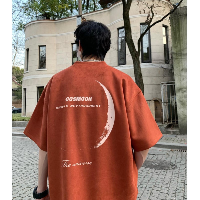 AB43 2023 new multi-color men's American printed round neck suede short sleeve t-shirt - Image 4