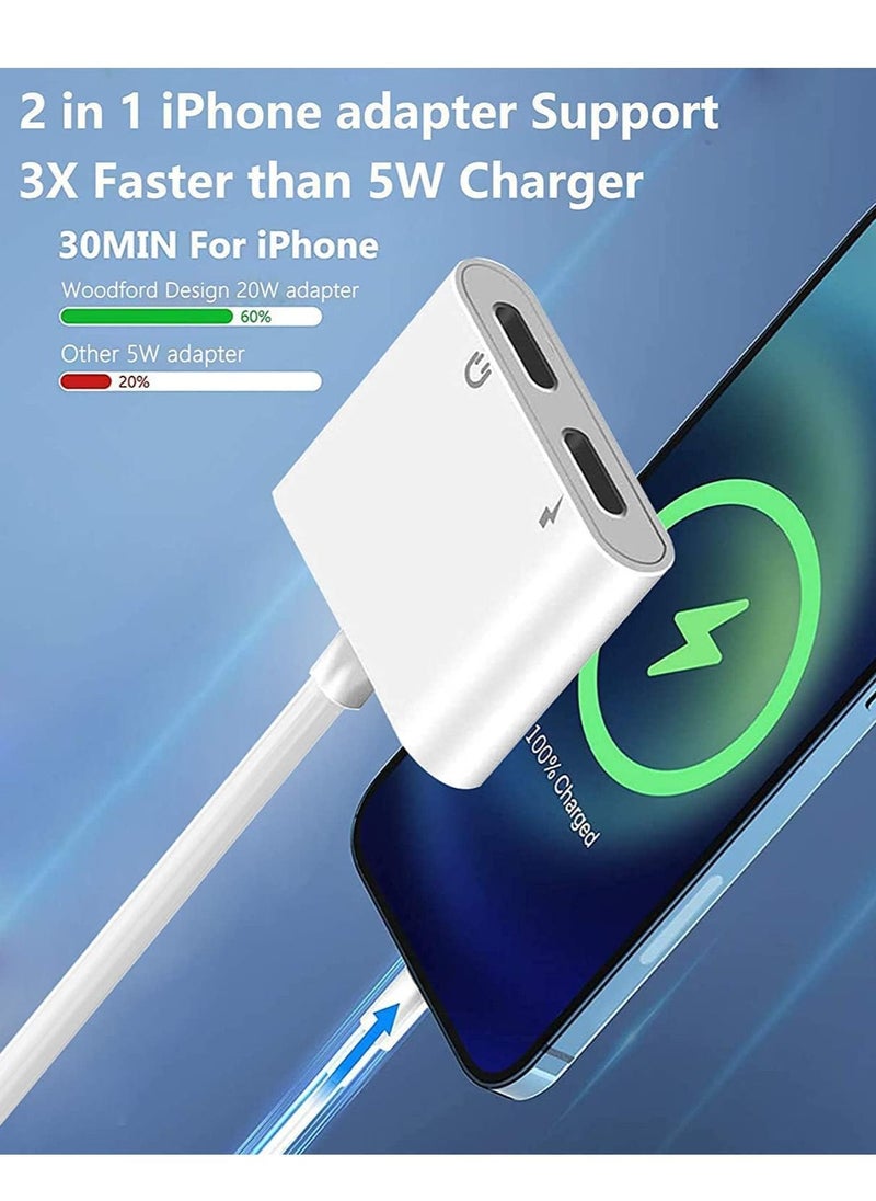 Generic iPhone Headphones Adapter & Splitter, Lightning Adapter 3.5mm Dongle Charger 2 in 1 Dual Cable Aux Audio Adapter Compatible with iPhone 14/ 14 Pro Max/ 13 Pro Max/12 Pro/11/SE/X/XR/XS/SE/8/7/6  - Image 5