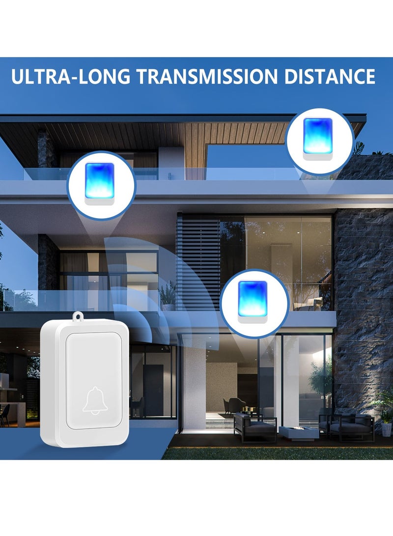 Loud Flash Doorbell with 7 Colors of Bright Light and 4 Volumes, The Deaf/Hard of Hearing Favorite Music, Ring Doorbell Wireless with Sound LED Flash Door Bell for Home  - Image 5