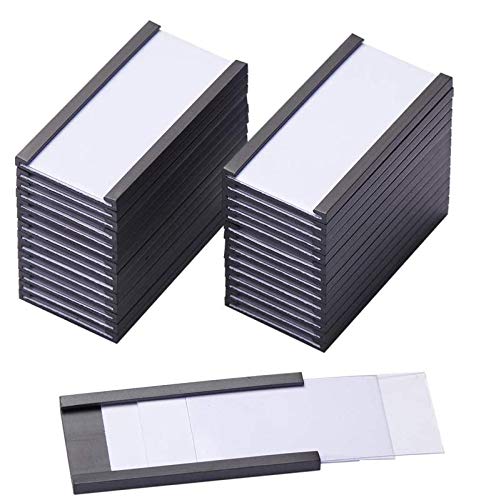 EEOYU Magnetic Label Holders with Magnets, Data Card Holders with Clear Plastic Protectors, Set of 30 (1 x 2 Inch) - Image 1