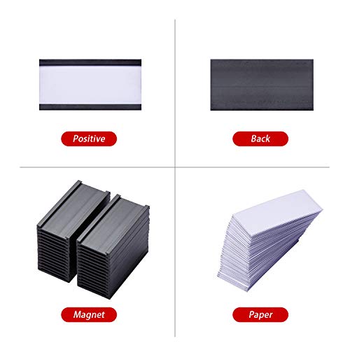 EEOYU Magnetic Label Holders with Magnets, Data Card Holders with Clear Plastic Protectors, Set of 30 (1 x 2 Inch) - Image 5