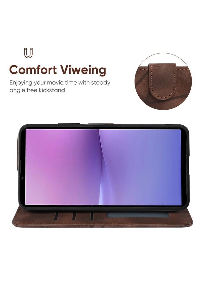 erorex Case For Sony Xperia 10 V Skin Feel Geometric Lines Leather Phone Case - Image 4