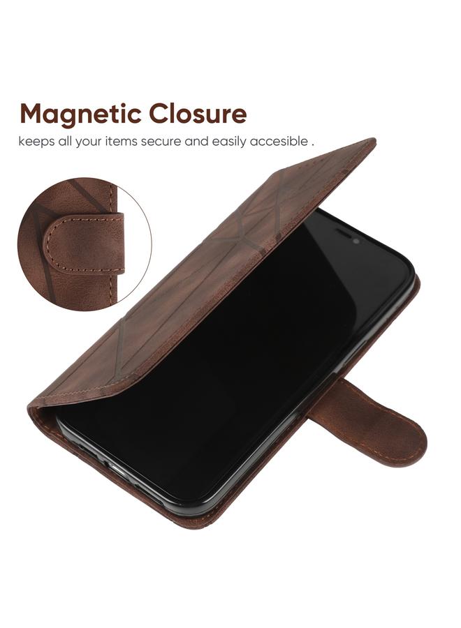 erorex Case For Sony Xperia 10 V Skin Feel Geometric Lines Leather Phone Case - Image 5