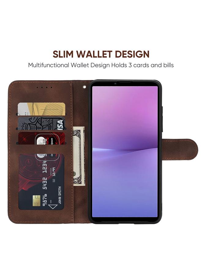 erorex Case For Sony Xperia 10 V Skin Feel Geometric Lines Leather Phone Case - Image 3