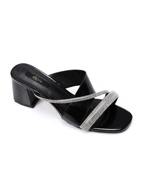 Slip On Strased Mid Heeled Slipper