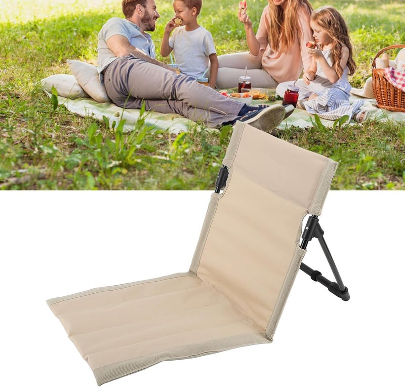 fannay Beach Lounger Chair, 600D Oxford Cloth Folding Beach Lounge Chair Compact Shoulder Strap with Back Support for Outdoor Activities (Khaki) - Image 4