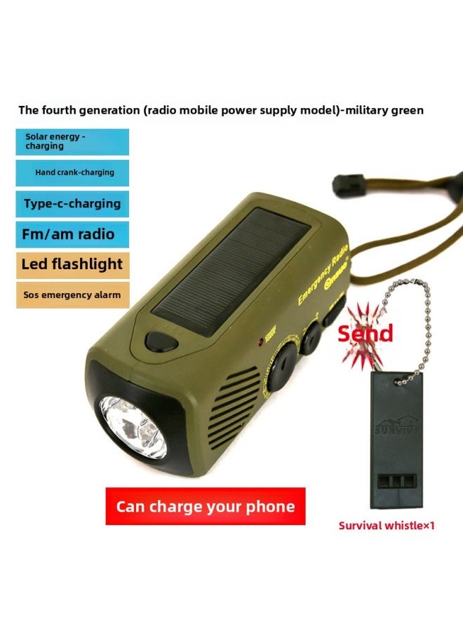 Outdoor Hand-cranked Power Flashlight Solar Small Flashlight Charging Multifunctional Led Household Emergency Disaster Prevention Equipment