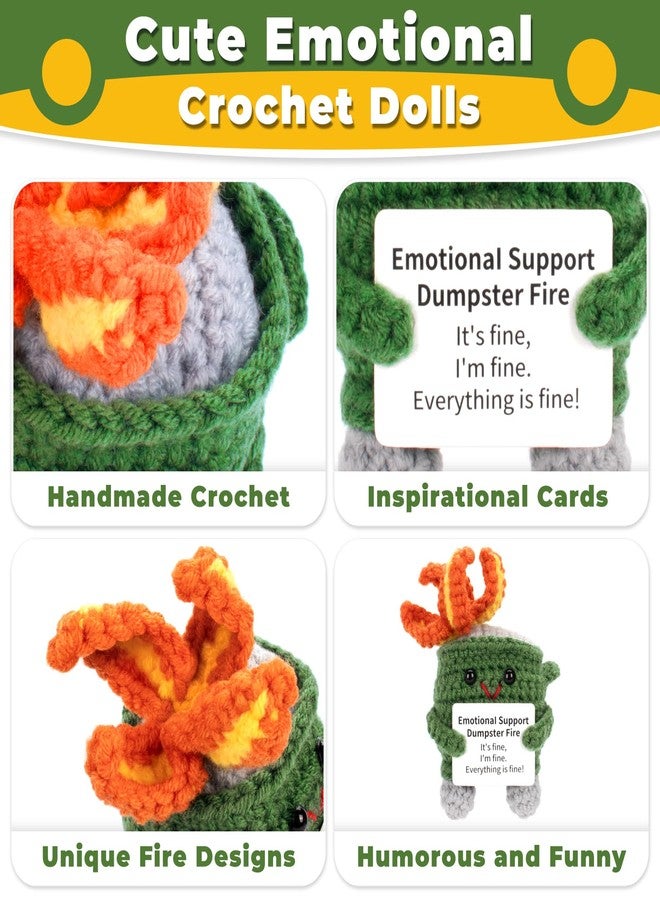 Dalycro Emotional Dumpster Crochet Fire Handmade Dumpster Doll with Positive Words for Friends and Family Room Decor (Green) - Image 3