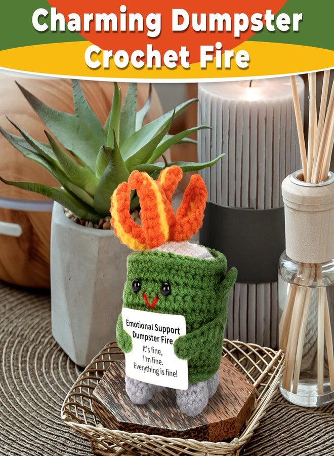 Dalycro Emotional Dumpster Crochet Fire Handmade Dumpster Doll with Positive Words for Friends and Family Room Decor (Green) - Image 4