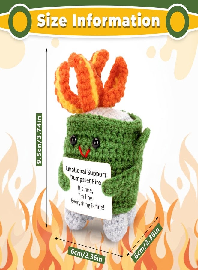 Dalycro Emotional Dumpster Crochet Fire Handmade Dumpster Doll with Positive Words for Friends and Family Room Decor (Green) - Image 2